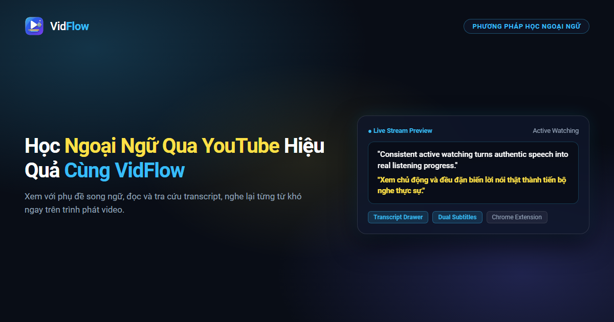 Học Ngoại Ngữ Qua Video YouTube Cùng VidFlow